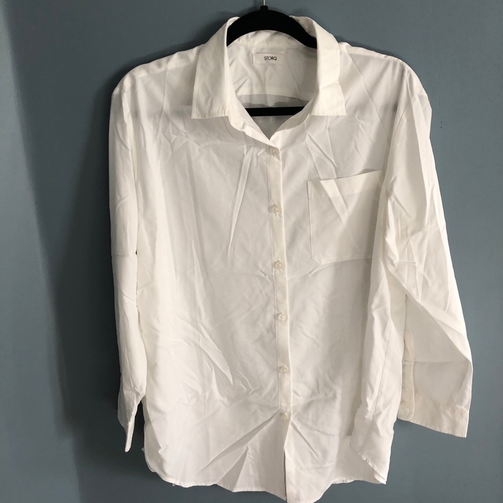 Storq Maternity white button down.  “Size 3”